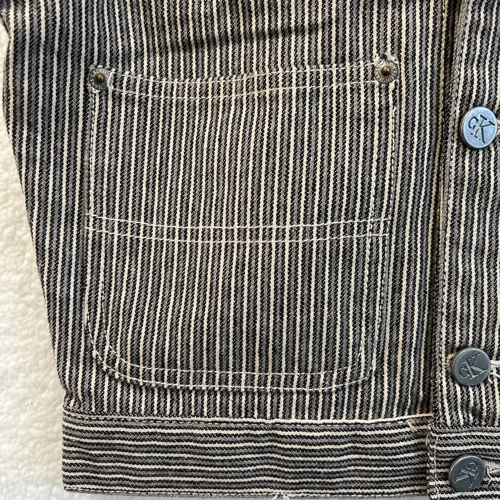 Calvin Klein Jeans Pinstripe Denim Vest Women's Size M‎ Trucker Style Sleeveless - Picture 5 of 12